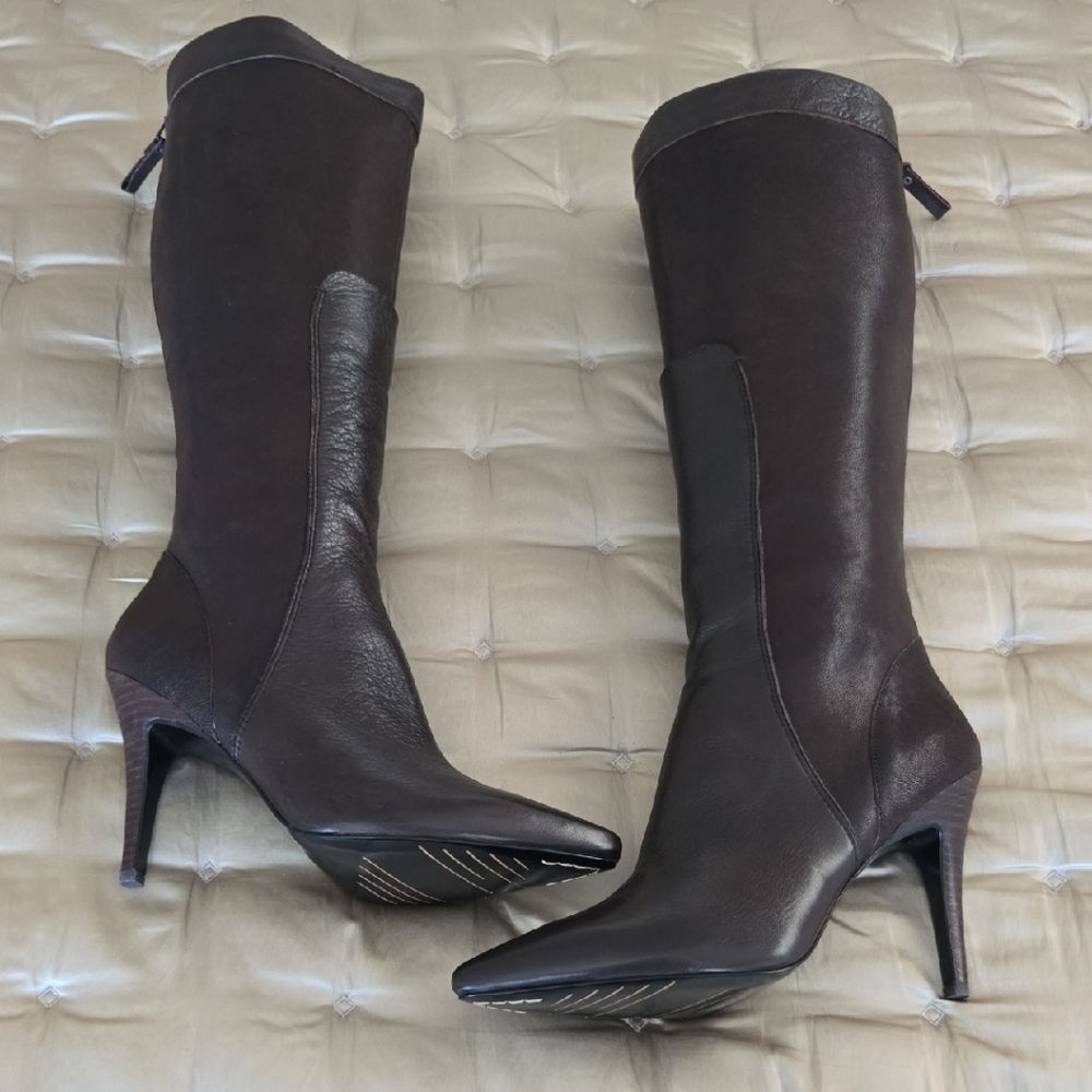 Modern Vintage Dark Brown (Chocolate) Heeled Boots